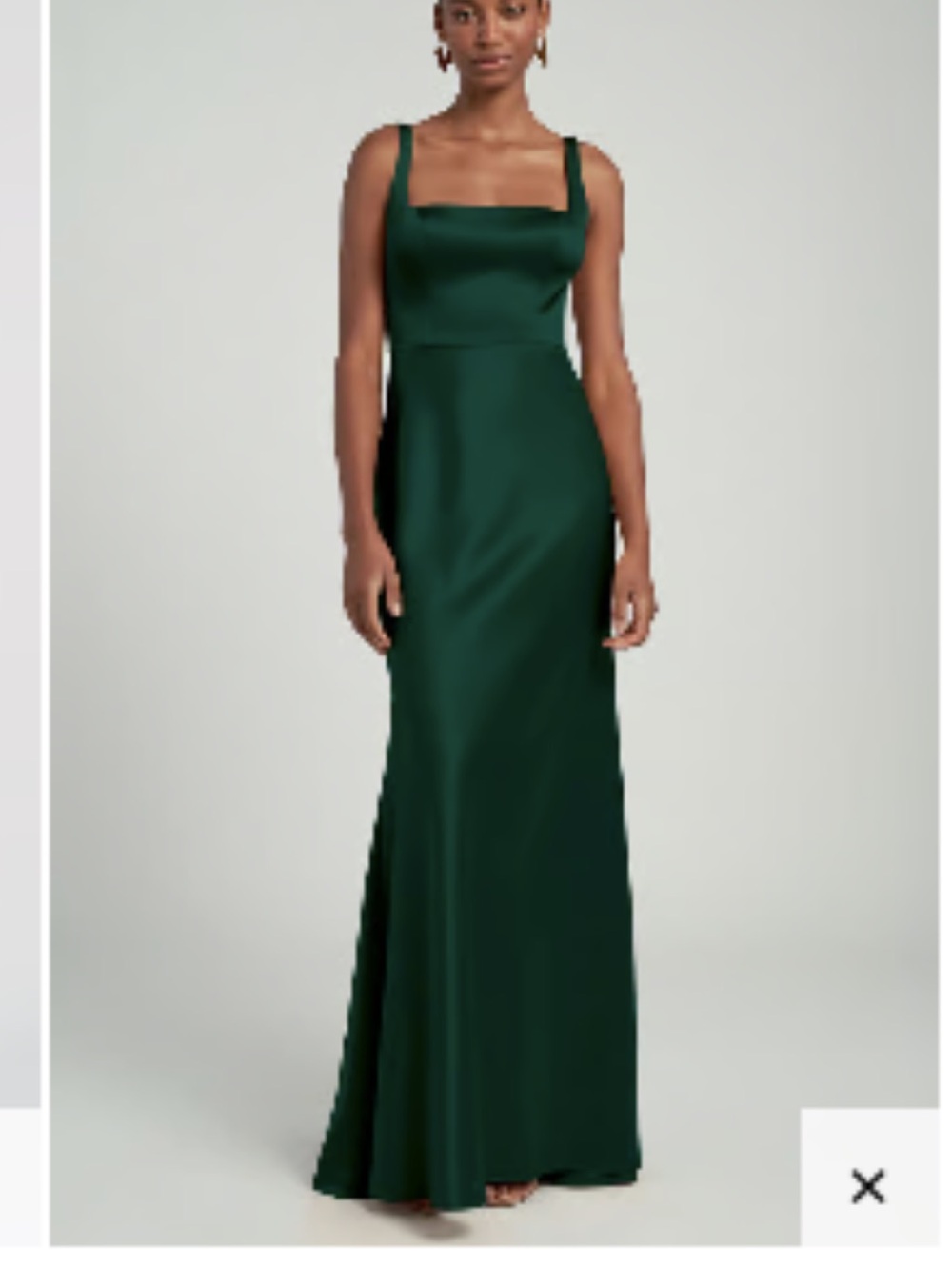 Jenny Yoo Emerald Green Satin Square-Neck Evening Gown and Bridesmaid Dress